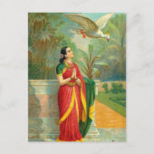 Damayanti en Swan door Raja Ravi Varma Briefkaart (Voorkant)