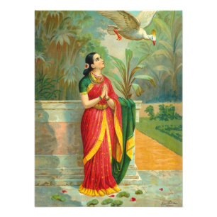 Damayanti en Swan door Raja Ravi Varma Foto Afdruk