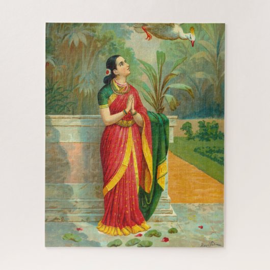 Damayanti en Swan door Raja Ravi Varma Legpuzzel (Verticaal)