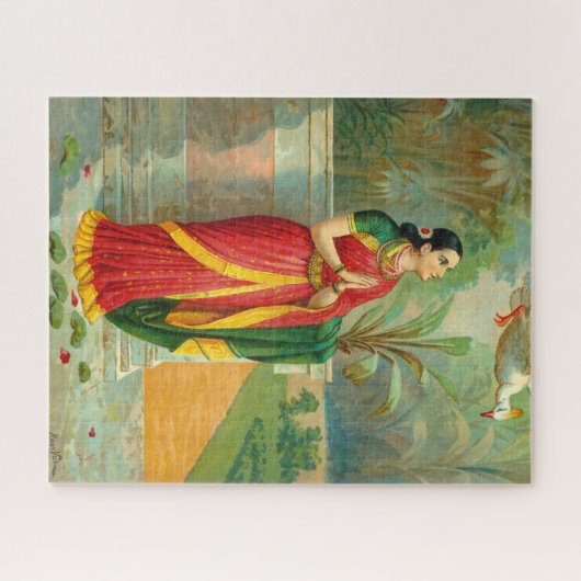 Damayanti en Swan door Raja Ravi Varma Legpuzzel (Horizontaal)