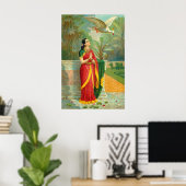 Damayanti en Swan door Raja Ravi Varma Poster (Thuiskantoor)