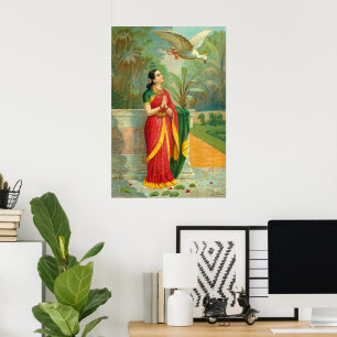 Damayanti en Swan door Raja Ravi Varma Poster