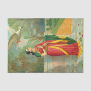 Damayanti en Swan door Raja Ravi Varma Tissuepapier