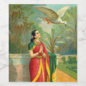 Damayanti en Swan door Raja Ravi Varma Wijn Etiket (Enkel label)