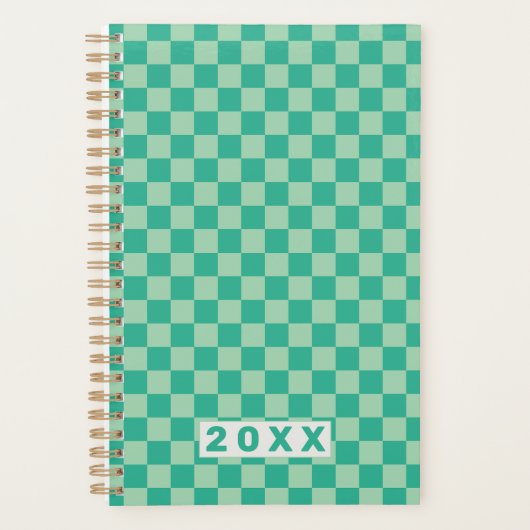 Dambord Jungle Groen Retro Patroon 2026 Planner (Voorkant)