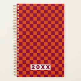 Dambord Oranje Bourgondië Retro Patroon 2026 Planner