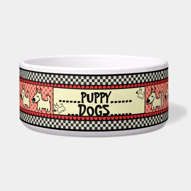 dambord pups voerbakje (Voorkant)