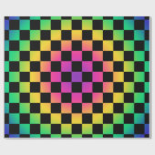 dambord regenboog bloem patroon cadeaupapier (Vlak)