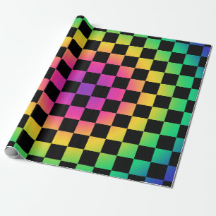 dambord regenboog bloem patroon cadeaupapier