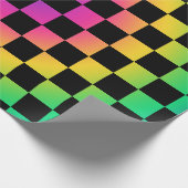 dambord regenboog bloem patroon cadeaupapier (Hoek)