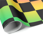 dambord regenboog bloem patroon cadeaupapier (Rol Hoek)