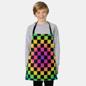 dambord regenboog bloem patroon schort (Gedragen)