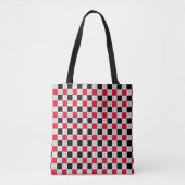  dambord rood en zwart stijlvol patroon tote bag (Voorkant)