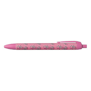 Dambord & Roze Harten Geruite Kersen Groot Zwarte Inkt Pen