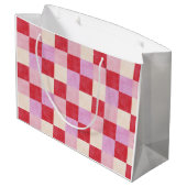 dambord valentijn plaid rood roze crème preppy groot cadeauzakje (Achterkant Gekanteld)