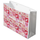 dambord valentijn plaid rood roze crème preppy groot cadeauzakje (Voorkant Gekanteld)