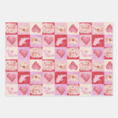 dambord valentijn plaid rood roze crème preppy inpakpapier vel (Voorkant 3)