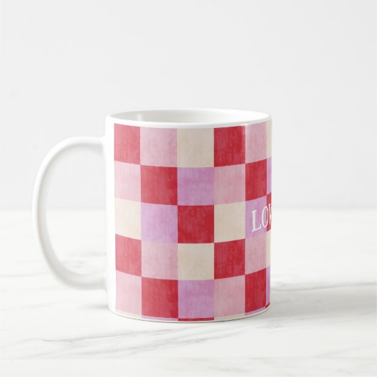 dambord valentijn plaid rood roze crème preppy koffiemok (Links)