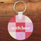dambord valentijn plaid rood roze crème preppy sleutelhanger (Achterkant)