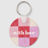 dambord valentijn plaid rood roze crème preppy sleutelhanger (Achterkant)