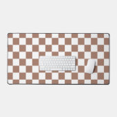 Dambord vierkant mocha bruin wit geometrisch retro bureaumat (Keyboard & Muis)