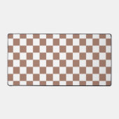 Dambord vierkant mocha bruin wit geometrisch retro bureaumat (Voorkant)