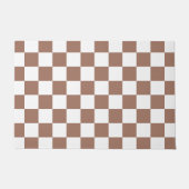 Dambord vierkant mocha bruin wit geometrisch retro deurmat (Voorkant)