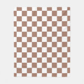 Dambord vierkant mocha bruin wit geometrisch retro fleece deken (Voorkant)
