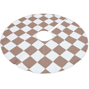 Dambord vierkant mocha bruin wit geometrisch retro kerstboom rok