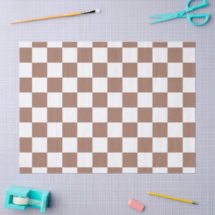 Dambord vierkant mocha bruin wit geometrisch retro tissuepapier