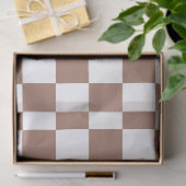 Dambord vierkant mocha bruin wit geometrisch retro tissuepapier (Geschenk)