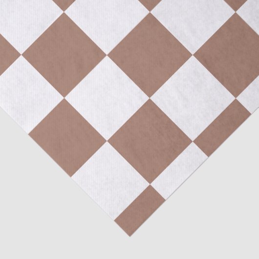 Dambord vierkant mocha bruin wit geometrisch retro tissuepapier (Detail)