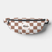 Dambord vierkant mocha bruin wit retro Monogram Heuptasje (Liggend)
