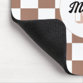 Dambord vierkant mocha bruin wit retro Monogram Muismat (Hoek)