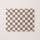 Dambord vierkanten mocha bruin wit geometrisch ret legpuzzel (Horizontaal)