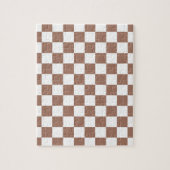 Dambord vierkanten mocha bruin wit geometrisch ret legpuzzel (Verticaal)