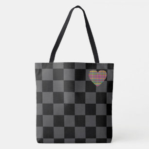 dambord - zwart grijs - emo - Tas