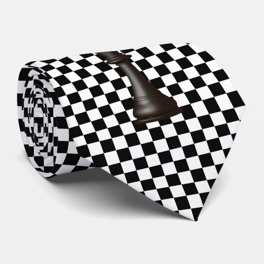 dambord zwart wit stropdas (Opgerold)