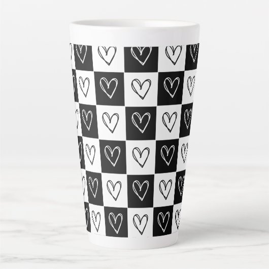 dambordharten latte mok (Voorkant)