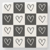 dambordharten stenen onderzetter (Voorkant)