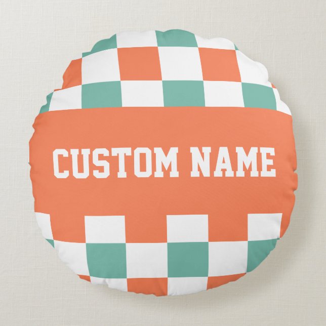 dambordpatroon rond kussen (Voorkant)