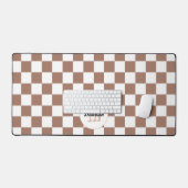 Dambordvakken mokka bruin wit retro Monogram Bureaumat (Keyboard & Muis)