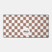 Dambordvakken mokka bruin wit retro Monogram Bureaumat (Voorkant)