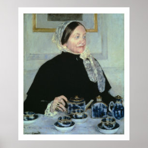 Dame aan de theetafel, 1885 (olie op canvas) poster