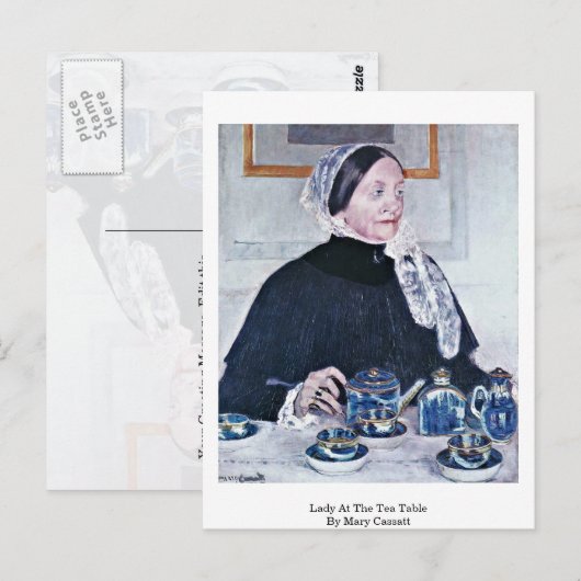 Dame aan de theetafel van Mary Cassatt Briefkaart (Voorkant / Achterkant)