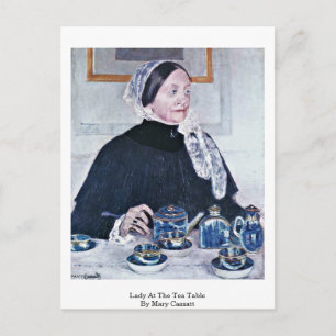 Dame aan de theetafel van Mary Cassatt Briefkaart