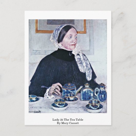 Dame aan de theetafel van Mary Cassatt Briefkaart (Voorkant)