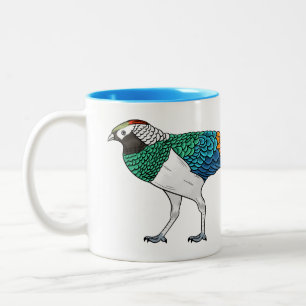 Dame Amhersts fazant vogel cartoon illustratie  Tweekleurige Koffiemok