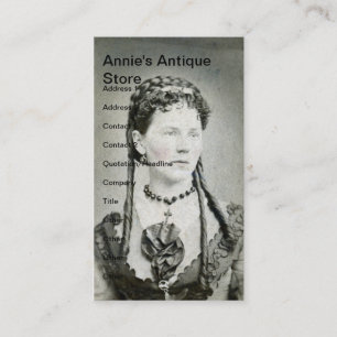  dame, Annie's Antiek winkel Visitekaartje