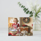 dame bakt kerstkoekjes feestdagenkaart (Staand voorkant)